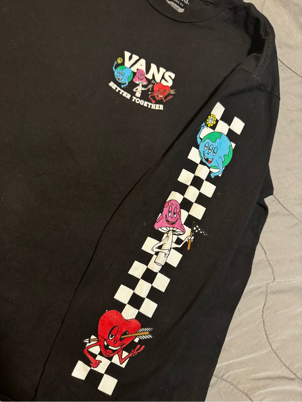 Vans Black 'Better Together' Graphic Tee with Colorful Characters